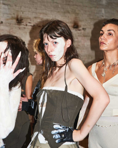 Model with wild hair  at Elena Velez SS2024 show at NYFW with hair by Isaac Davidson forSALWA PETERSEN®