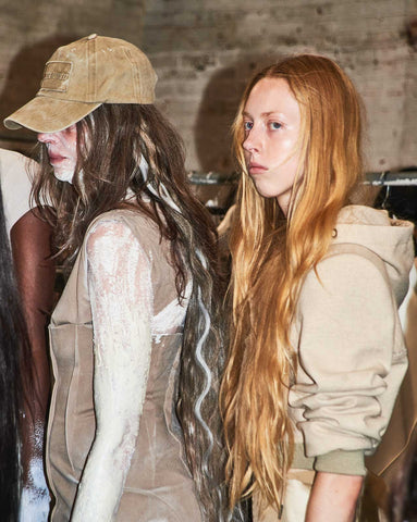 models in line  at Elena Velez SS2024 show at NYFW with hair by Isaac Davidson forSALWA PETERSEN®,