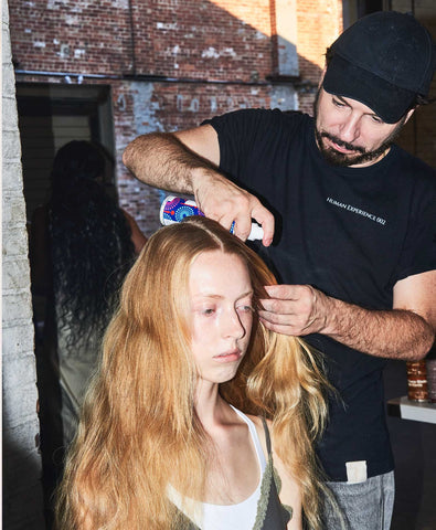 alana hadid at NYFW Elena Valdez ss2024 hair by Isaac Davidson for Salwa Petersen