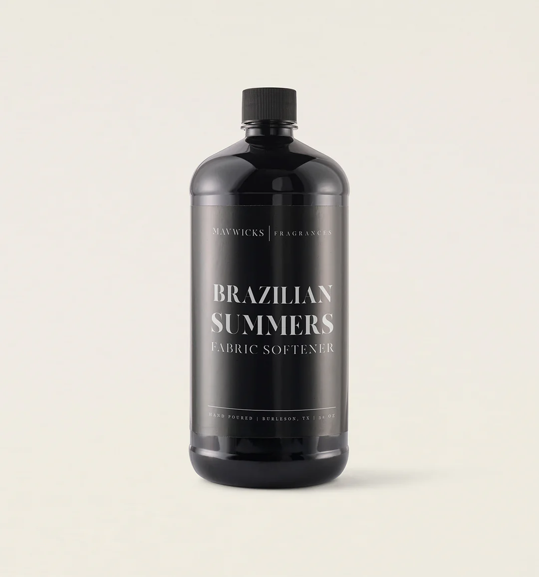 Bottle of Brazilian Summers fabric softener by Mavwicks Fragrances, offering long-lasting scent.