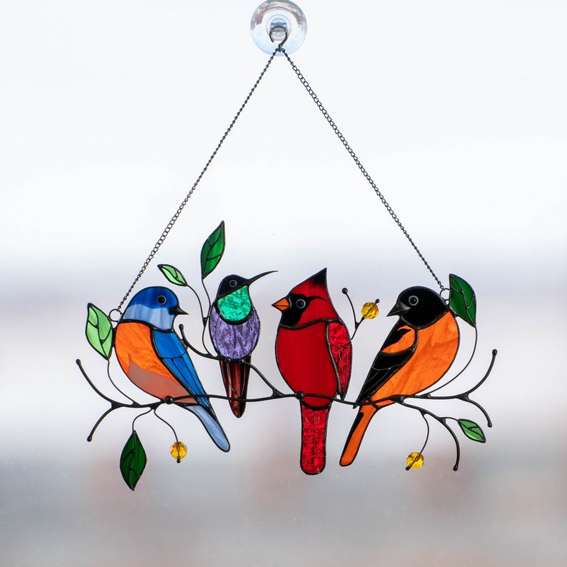 Birds Stained Glass Window Hangings Stained Glass Birds Window Hangings Modern Handmad