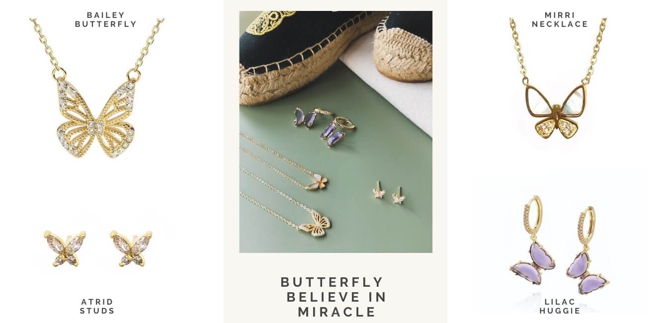 kora garro butterfly necklace butterfly earrings