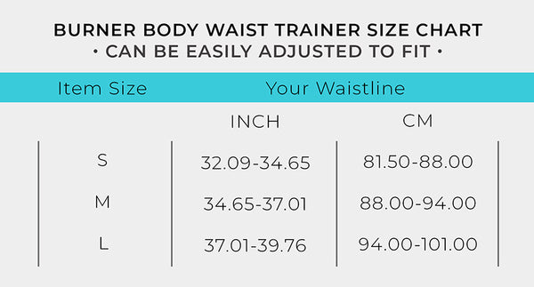 Burner Body Waist Trainer Size Guide