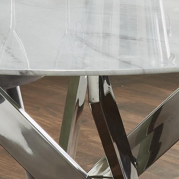 Marble Glass Round Dining Table | Silver Plated 1