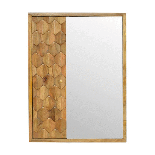 Pineapple Carved Sliding Wall Mirror Cabinet 1