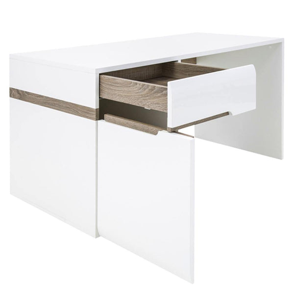 Linea Desk/Dressing Table | White with Oak Trim 1