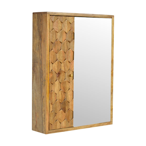 Pineapple Carved Sliding Wall Mirror Cabinet 2