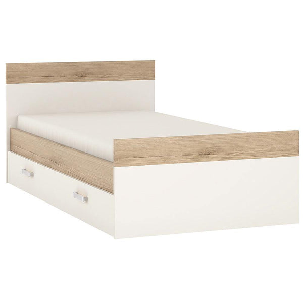 Kiddie Single Bed with UnderBed Storage | Light Oak and White High Gloss 0