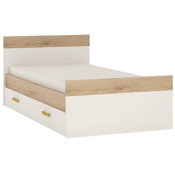 Kiddie Single Bed with UnderBed Storage | Light Oak and White High Gloss 10
