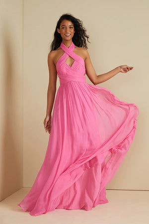 Paula Criss Cross Halter Gown - The Winged Monkey