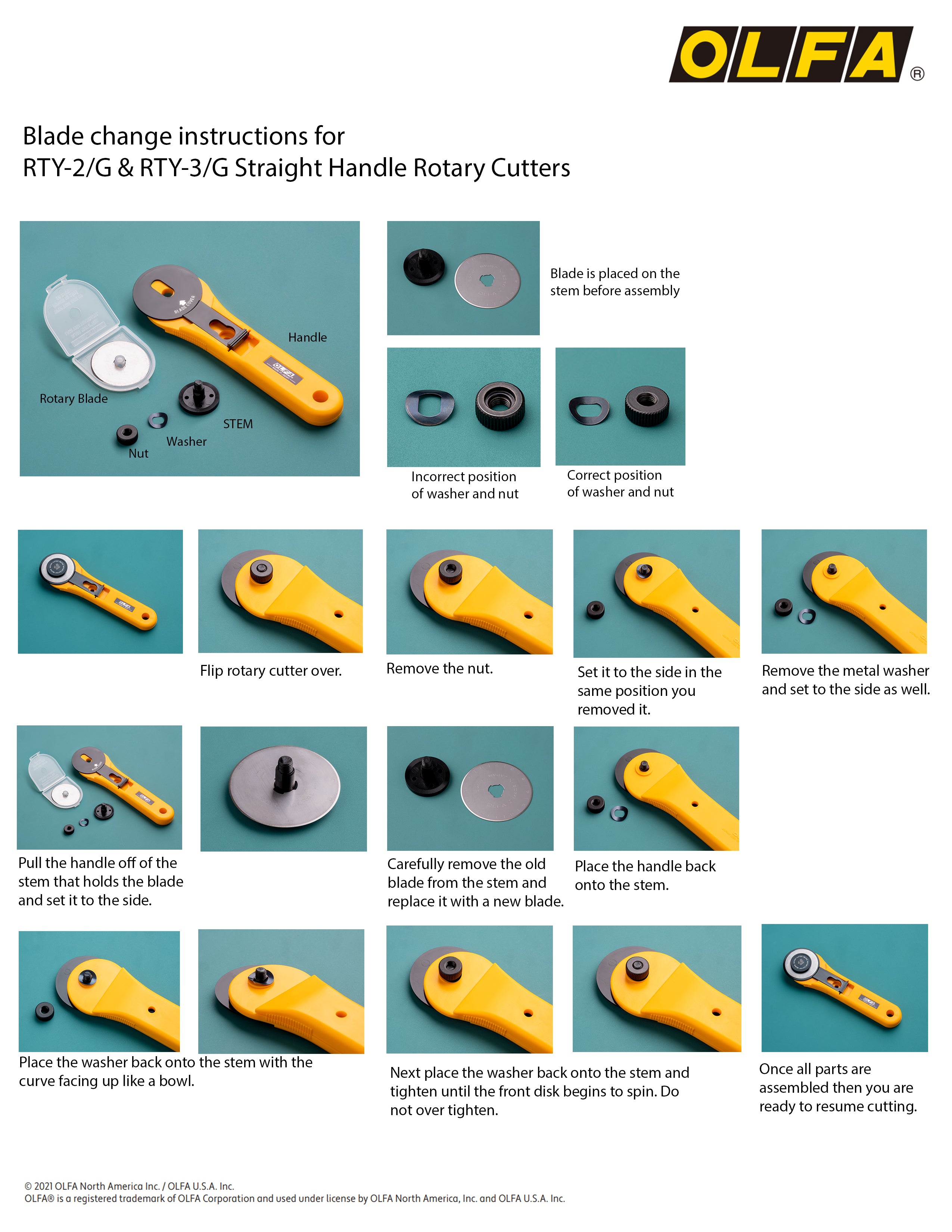 DIRECTIONS for putting my FISKAR rotary cutter back together. . .