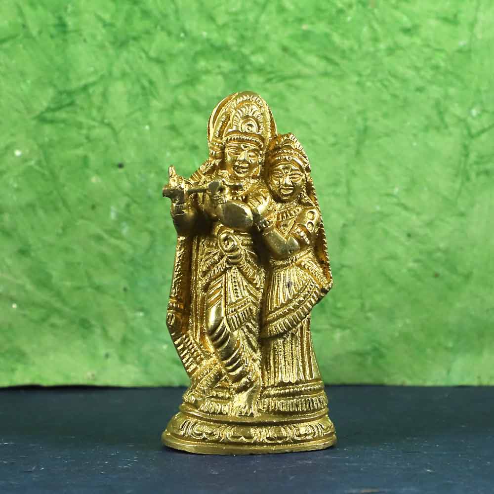 SmileSellers Small Brass idol of Radha Krishna