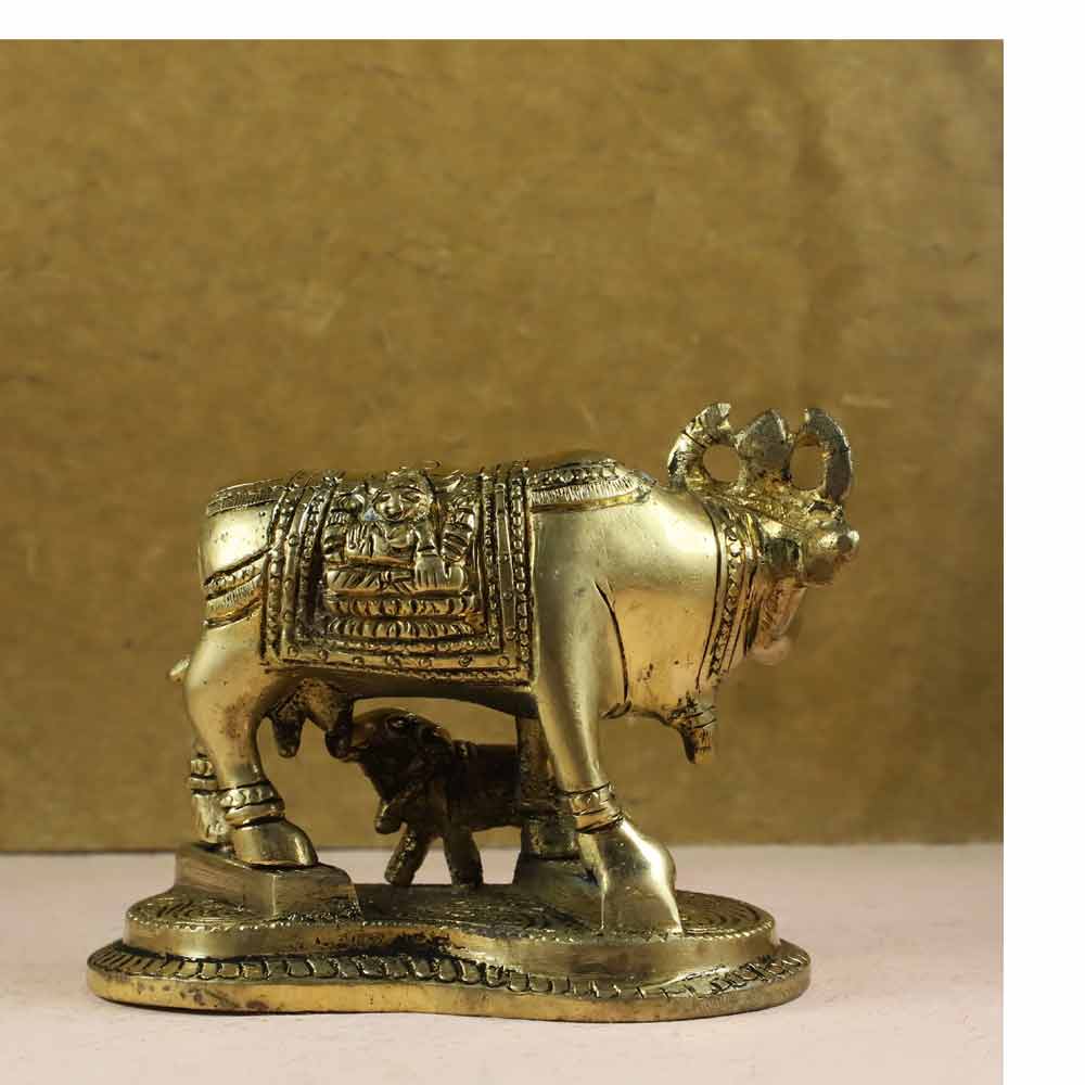 SmileSellers Brass Kamdhenu Cow