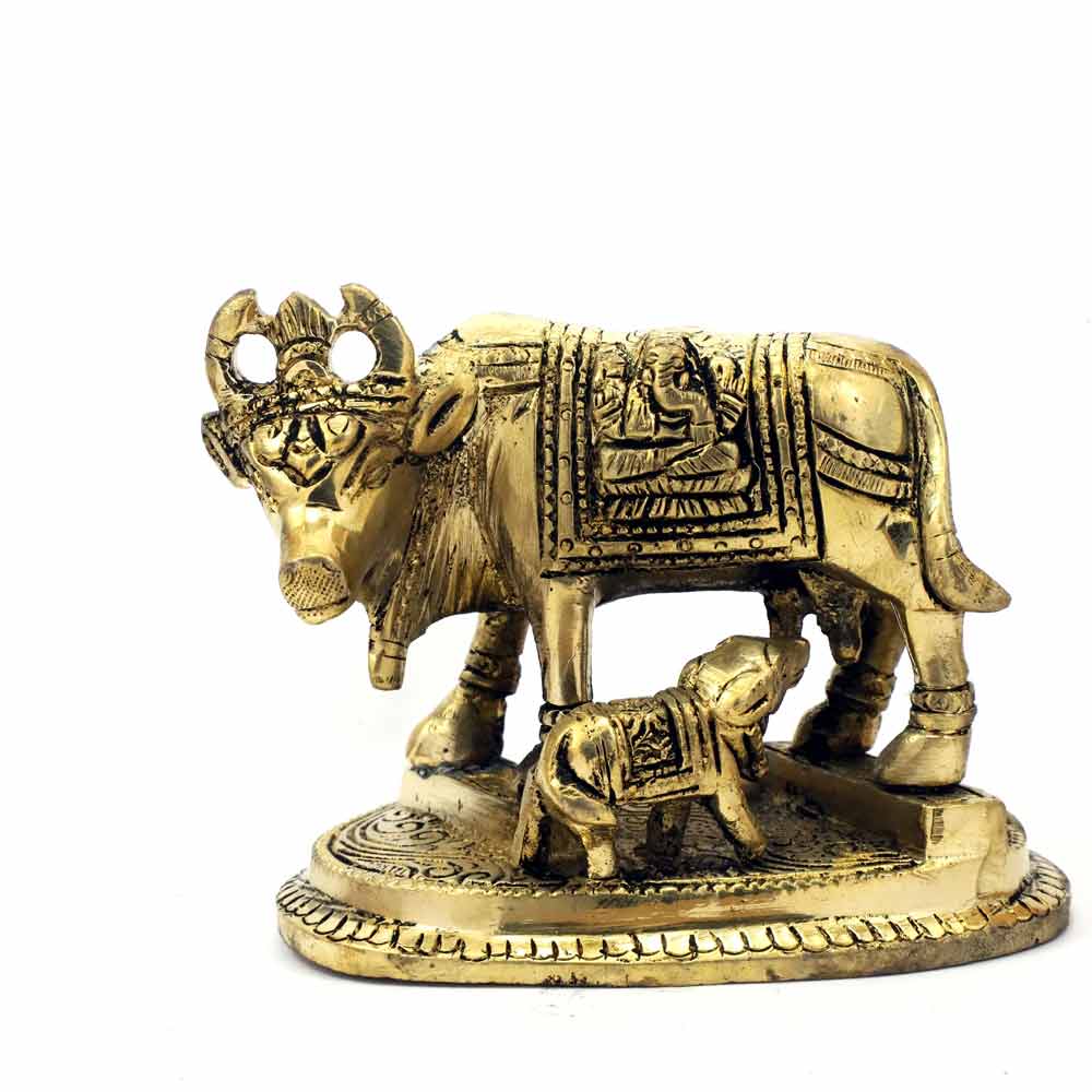 SmileSellers Brass Kamdhenu Cow