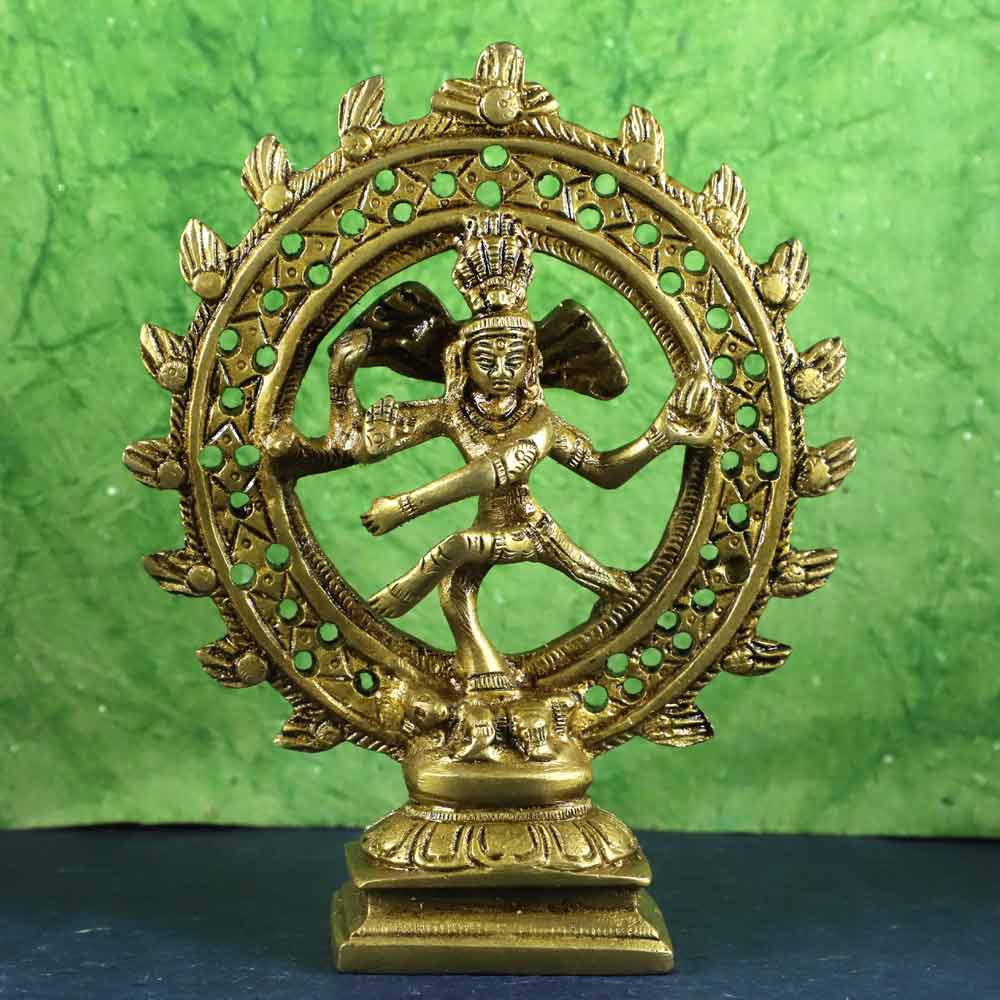 SmileSellers Lord Shiva Dancing Natraj/Nataraja Statue Brass Handcrafted Decorative Sculpture Brass Idol of Natraj for Home ,Office Decor