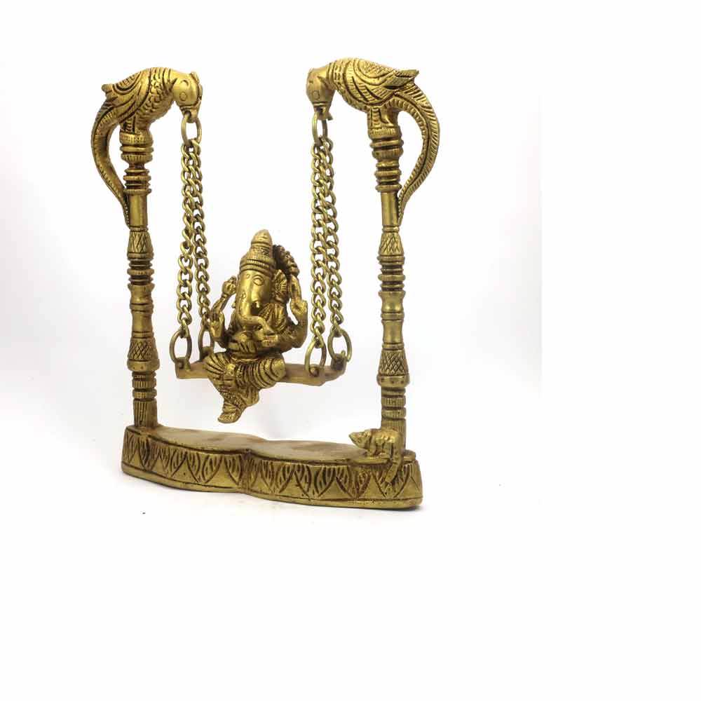 smilesellers Brass idol of Lord Ganesh Bhagwan on a Swing Jhula