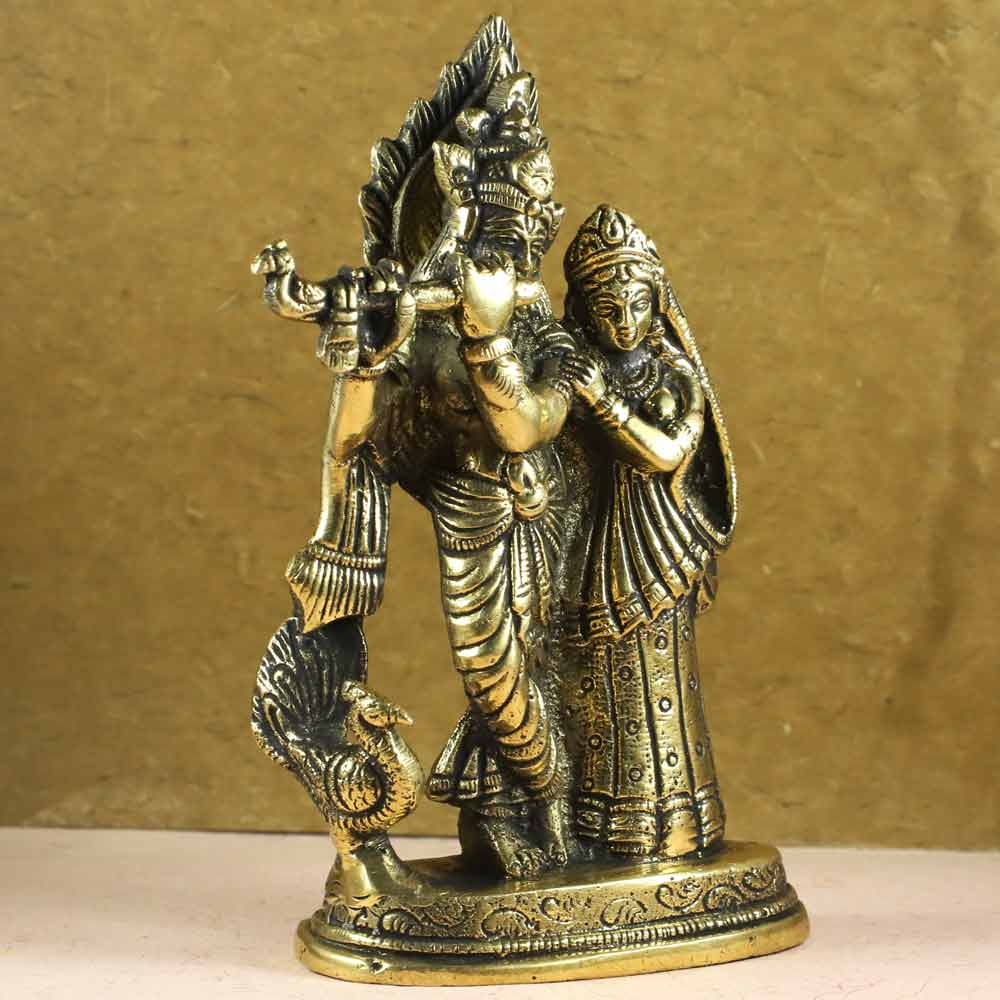 SmileSellers Brass Radha Krishna Idol