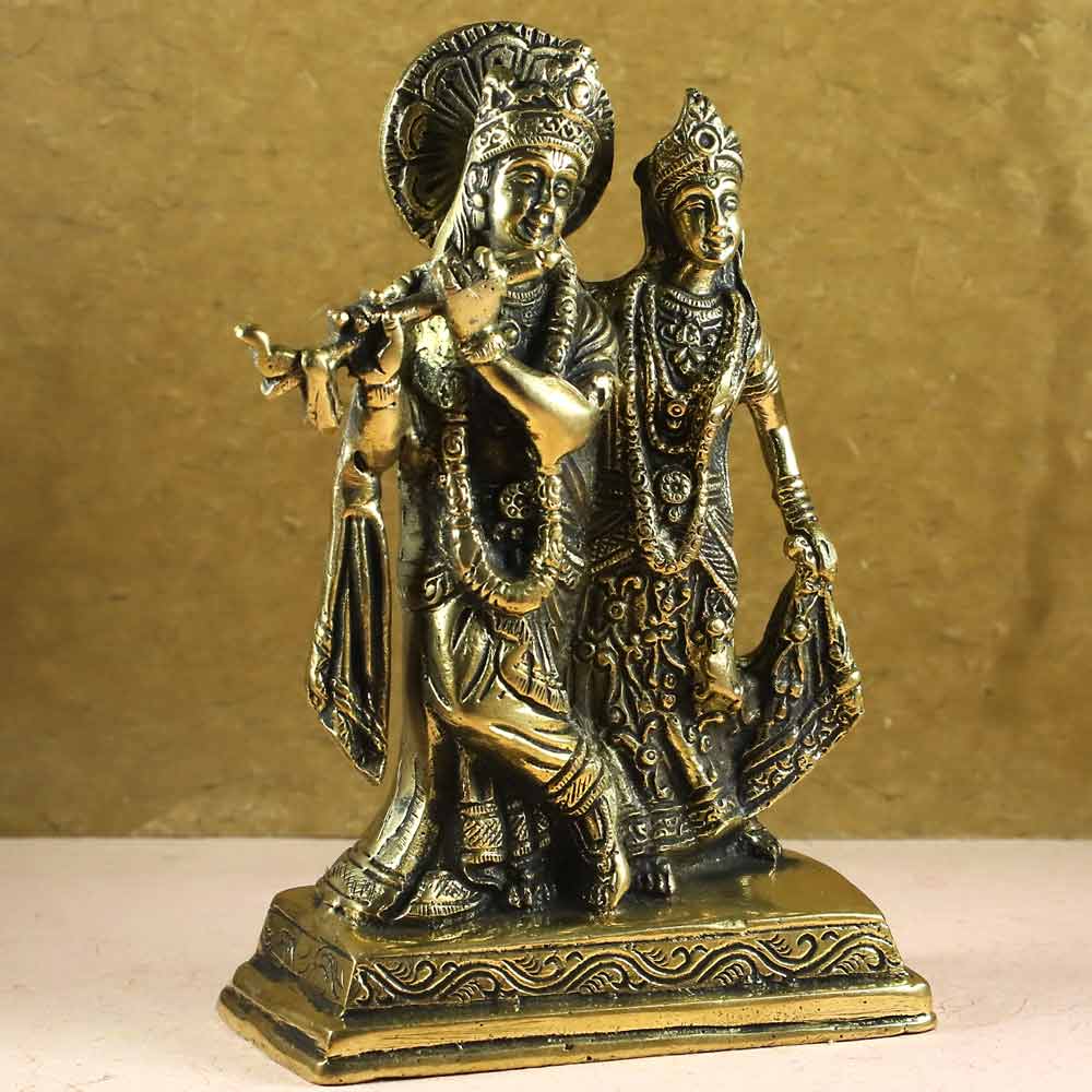 SmileSellers Brass Radha Krishna idol