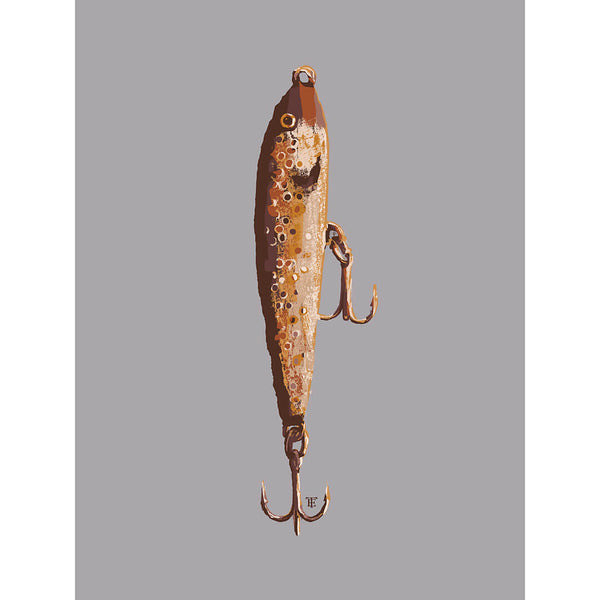 Retro Fishing Lure Art Print in Earth Tones  Fisherman Man Cave Art –  Elise Thomason Print Studio