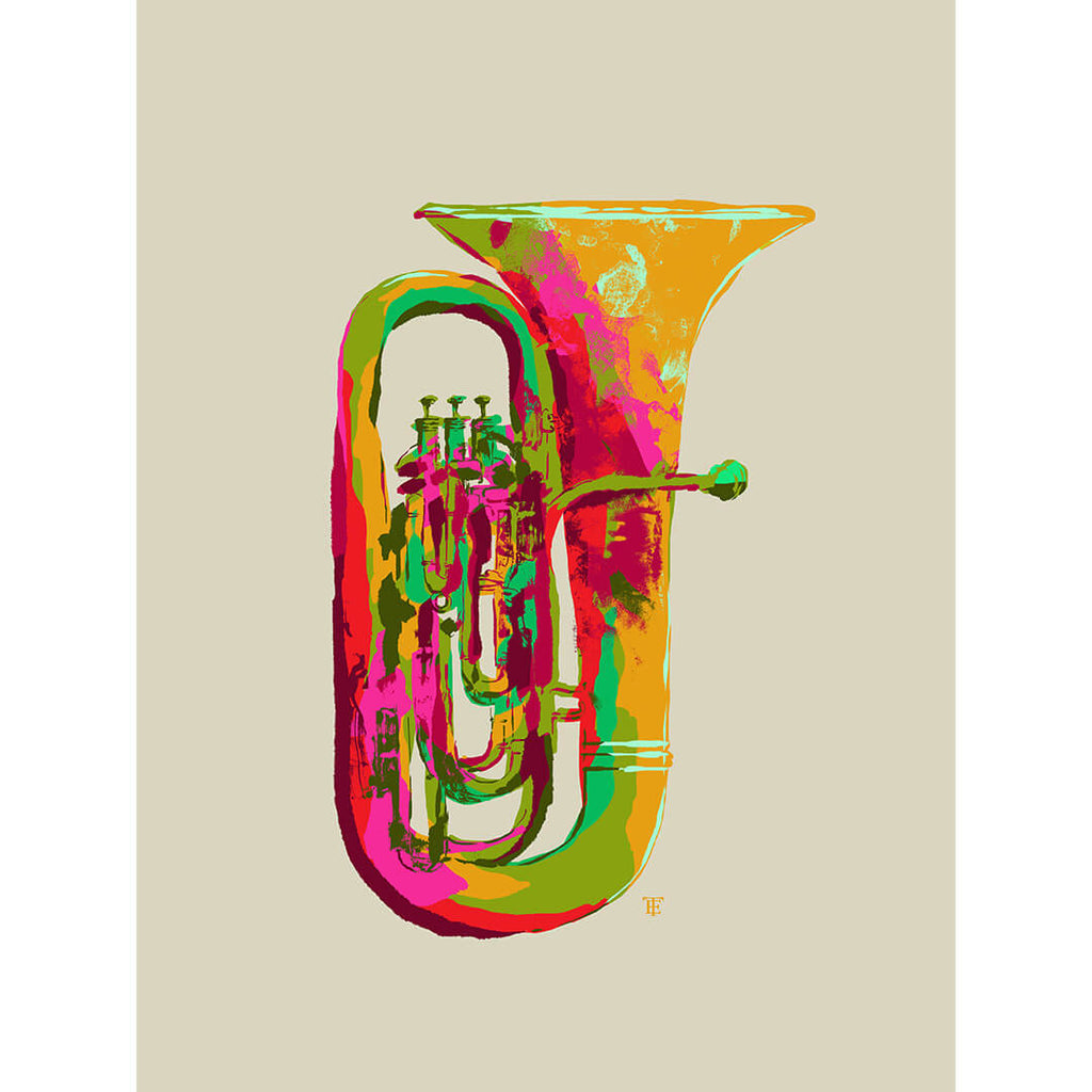 Tuba in Colorful Watercolor - Shiny Golden Brass Musical Instrument Digital  Art by Andreea Eva Herczegh - Fine Art America