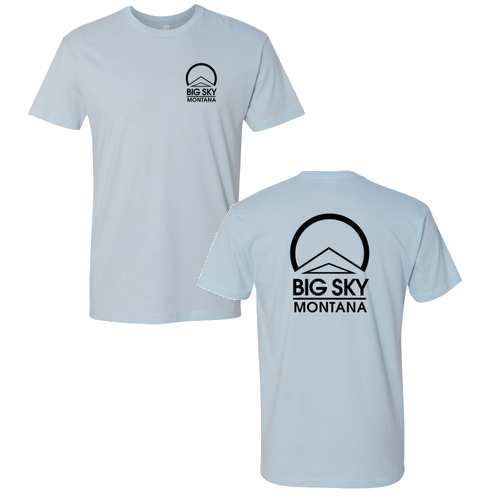 Big Sky Adult T-Shirt Black Chest and Back Logo Light Blue 