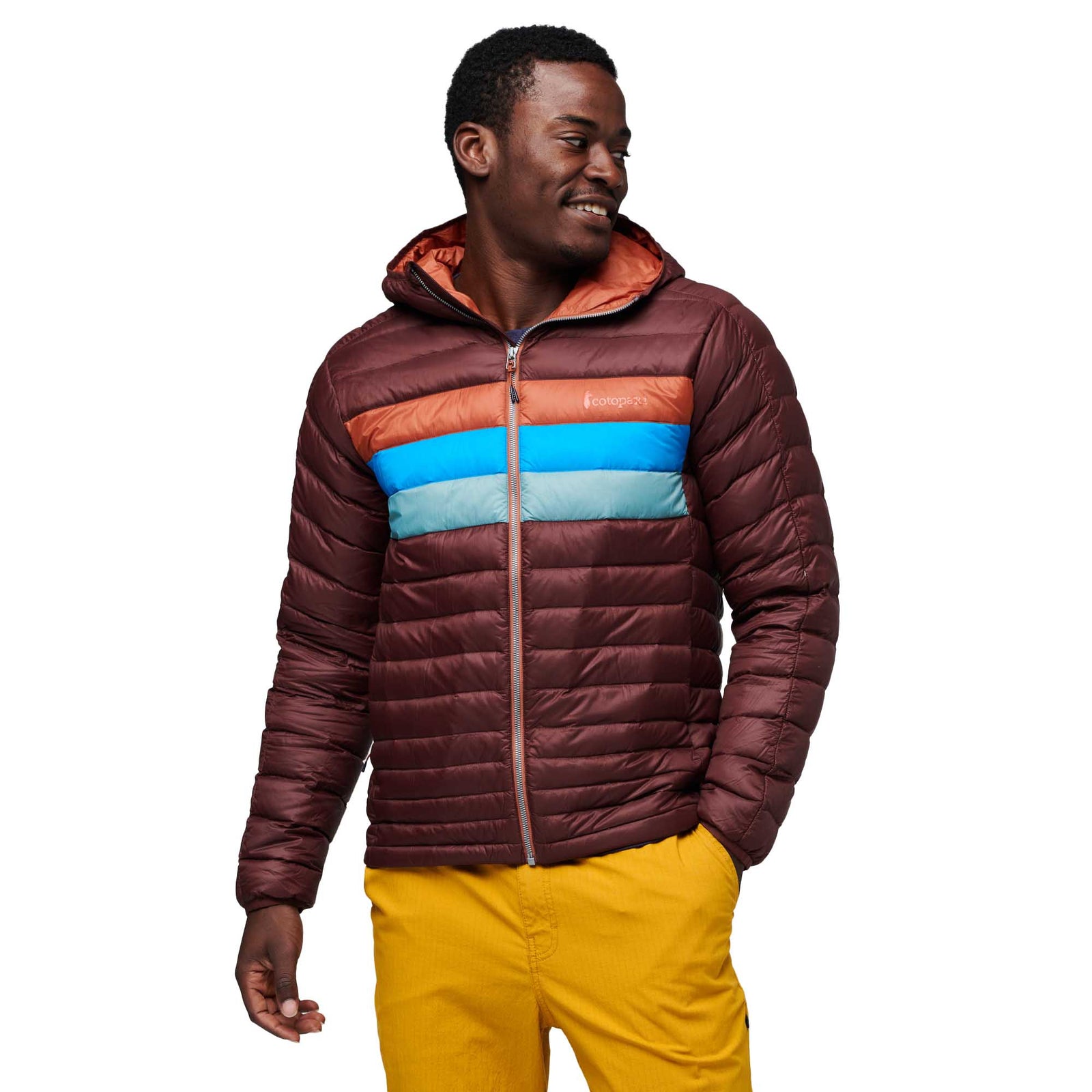 Cotopaxi Men's Fuego Hooded Down Jacket 2024 CHESTNUT STRIPES