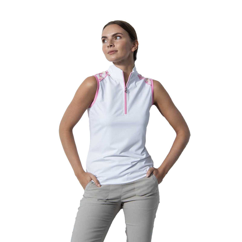 Daily Sports Women's Perugia Sleeveless Half Neck Polo 2024 WHITE