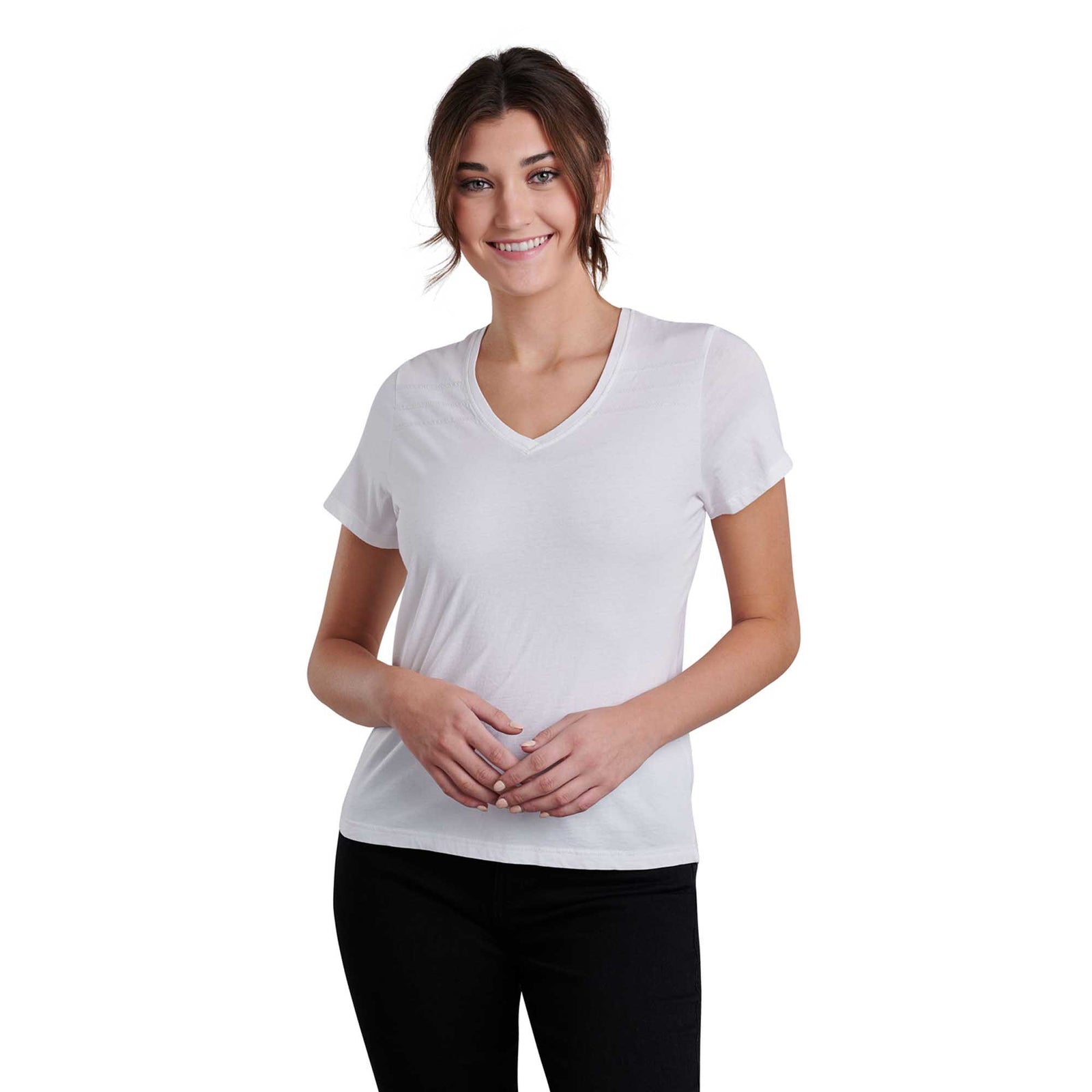 KUHL Women's Arabella™ V-Neck Short Sleeve Tee 2024 WHITE
