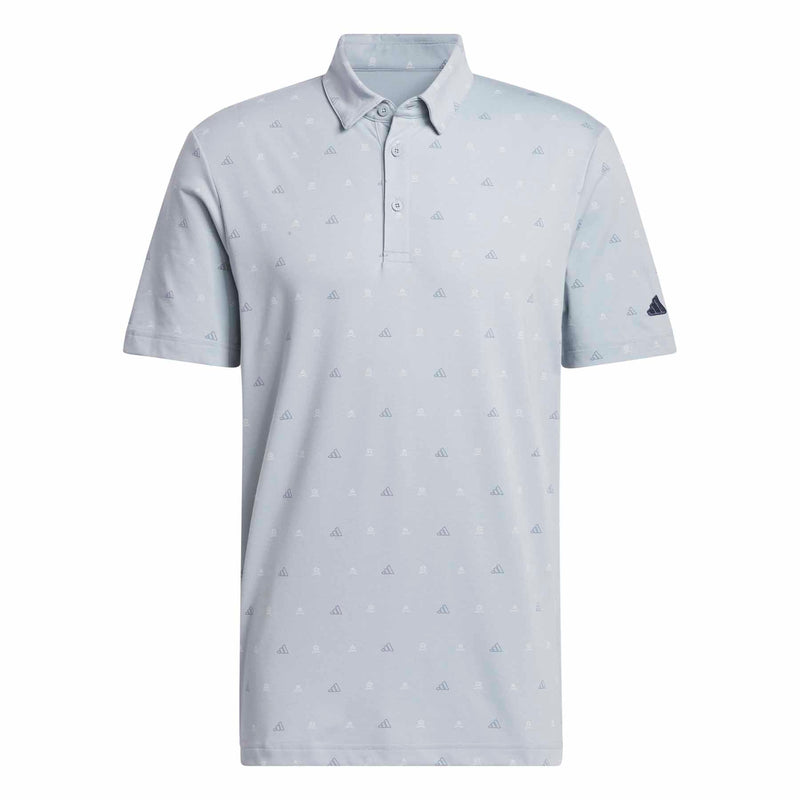 Adidas Men's Go-To Mini-Crest Print Polo Shirt 2024 LIGHT GREY