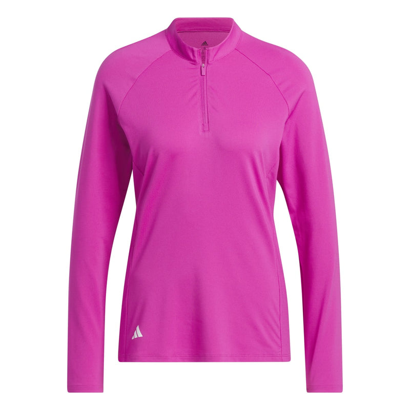 Adidas Women's Ultimate365 Solid Quarter-Zip Mock Golf Shirt 2023 LUCID FUCHSIA