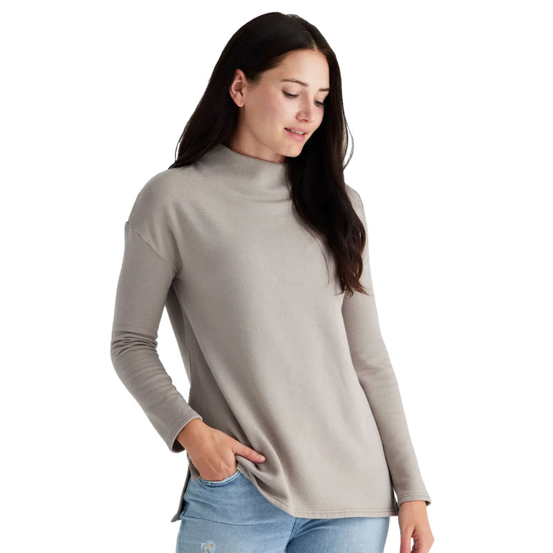 Free Fly Women's Bamboo Fleece Mockneck 2023 HEATHER STO