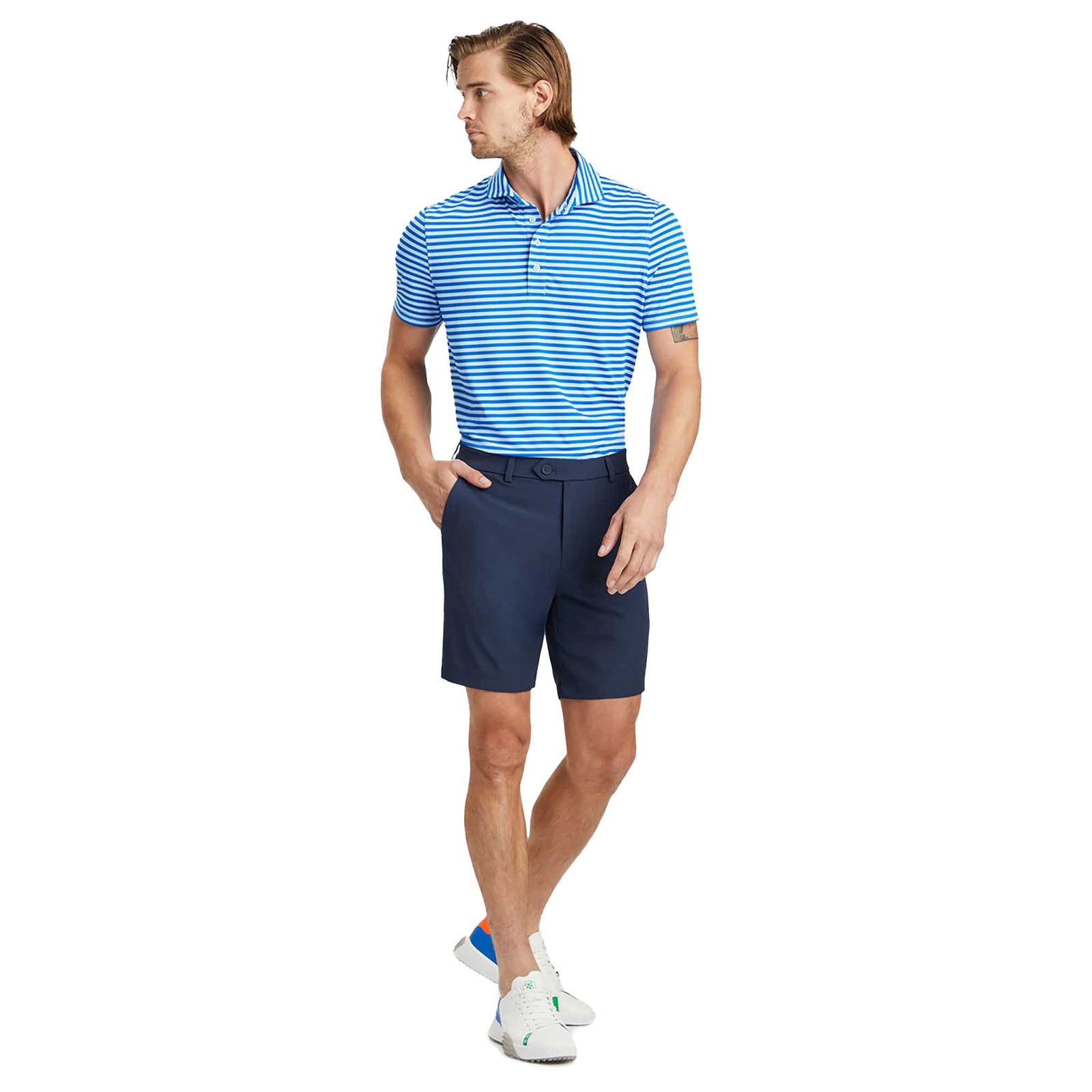 G/Fore Men's Perforated Stripe Tech Jersey Polo 2024 