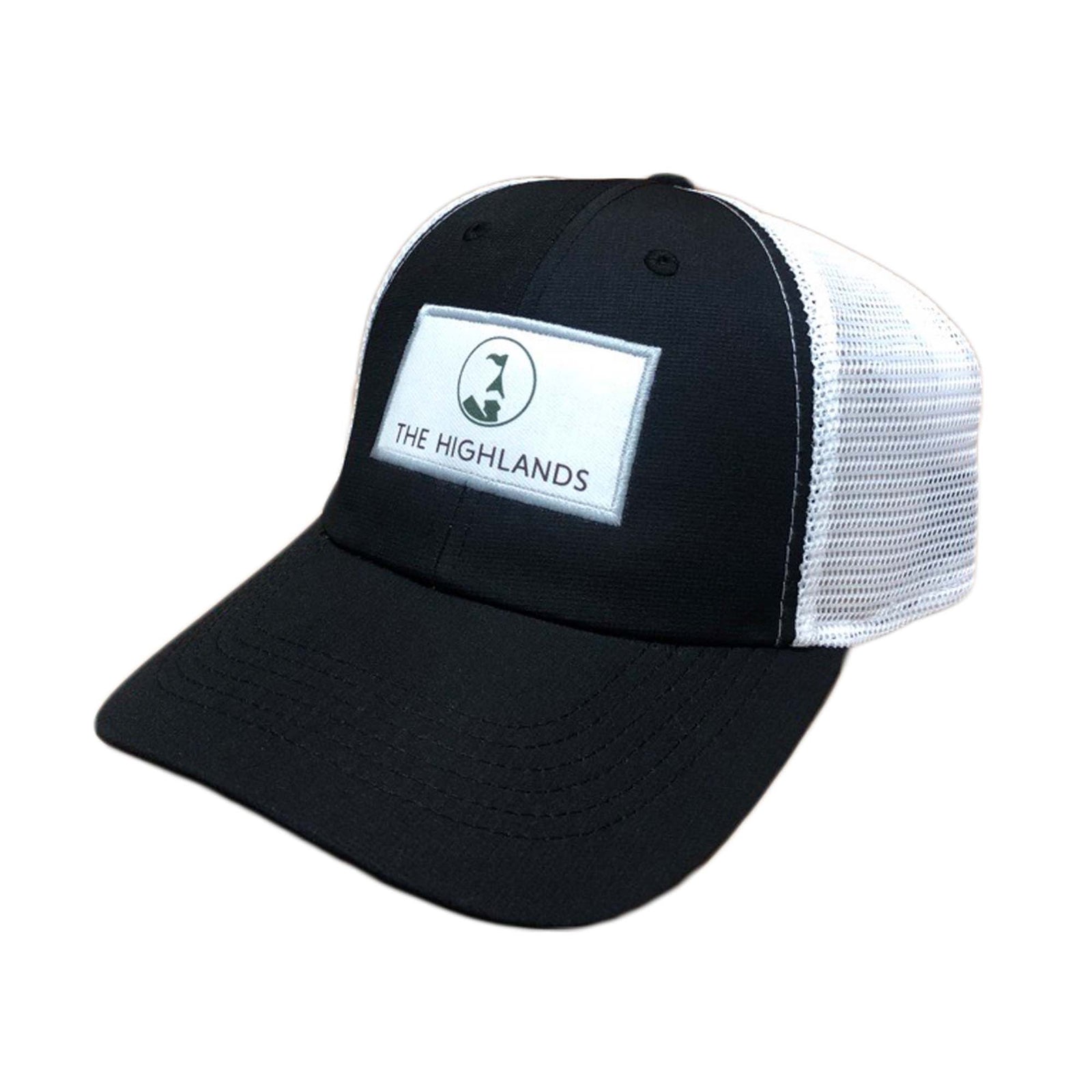 Highlands Structured Performance Mesh Trucker Hat BLACK/WHITE