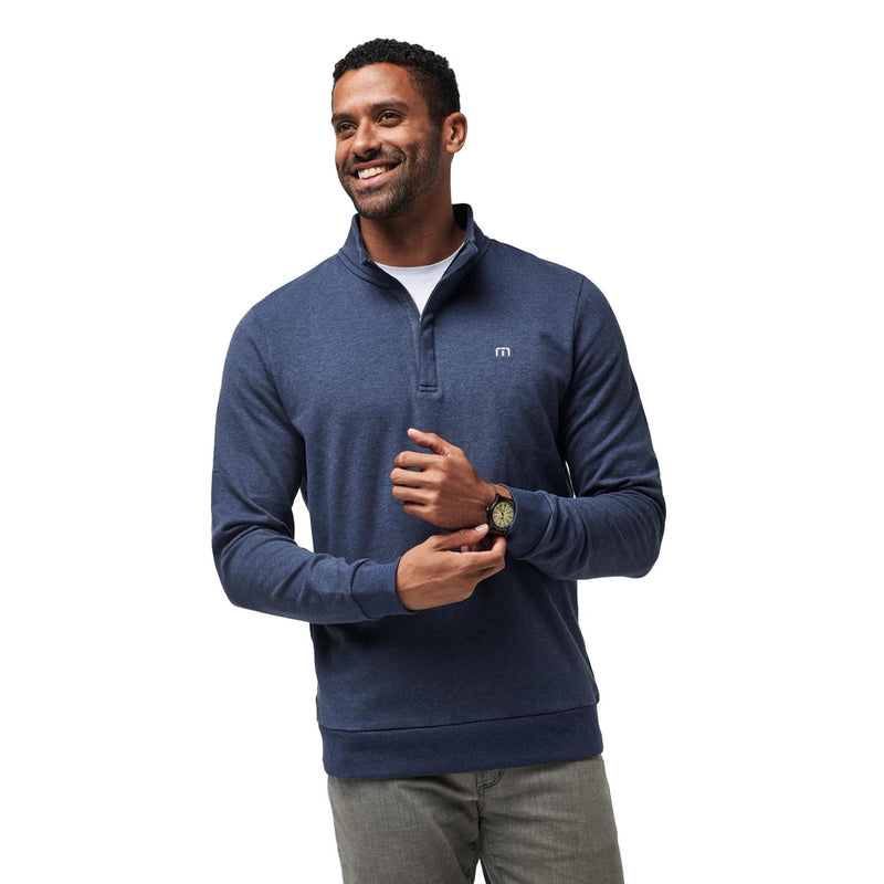 TravisMathew Men's Cloud Quarter Zip 2.0 2024 HEATHER BLUE