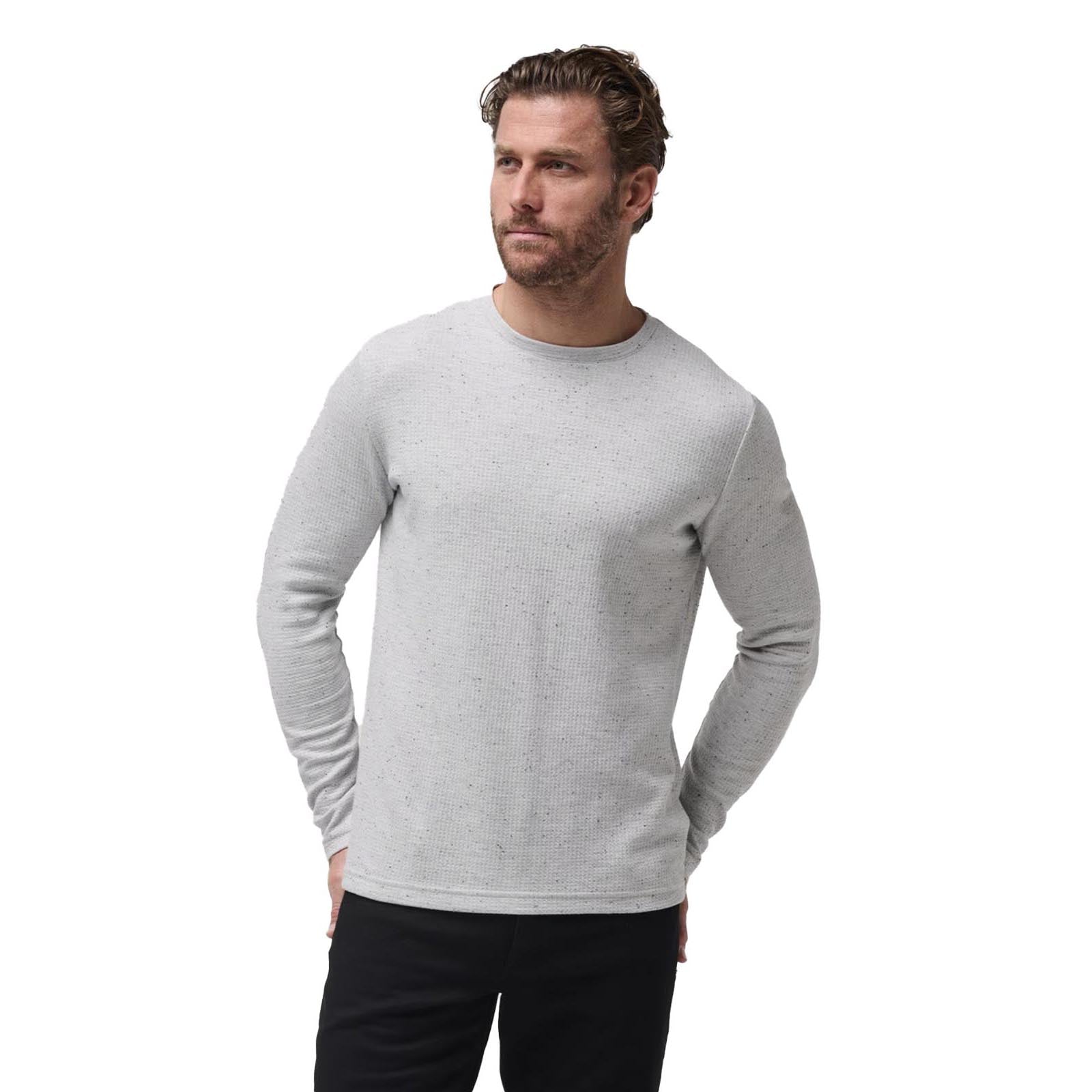 TravisMathew Men's Cloud Waffle Crew 2024 HEATHER LIGHT GREY