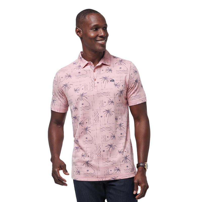 TravisMathew Men's Coconut Palm Polo 2024 HEATHER BLUSH