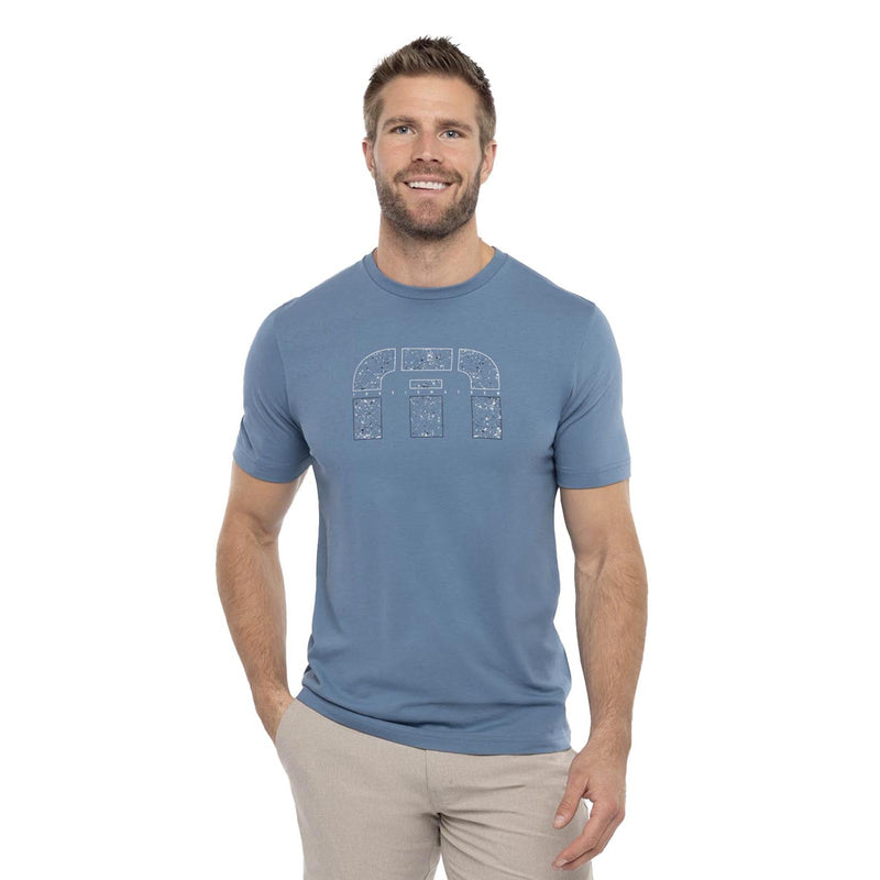 TravisMathew Men's Splatter Print Icon Tee 2024 STELLAR BLUE