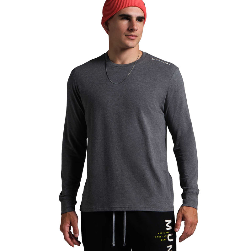 MUNICIPAL Apparel Co Men's Enduro Stretch Ls Tee CHARCOAL HEATHER