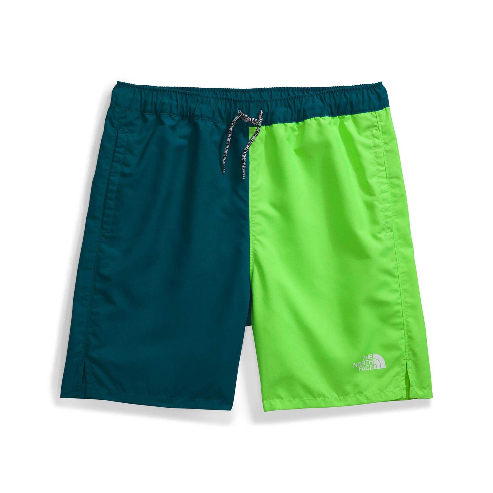 The North Face Boy's Amphibious Class V Shorts 2024 BLUE MOSS WAVY BP PHANTOM/SAFETY GREEN