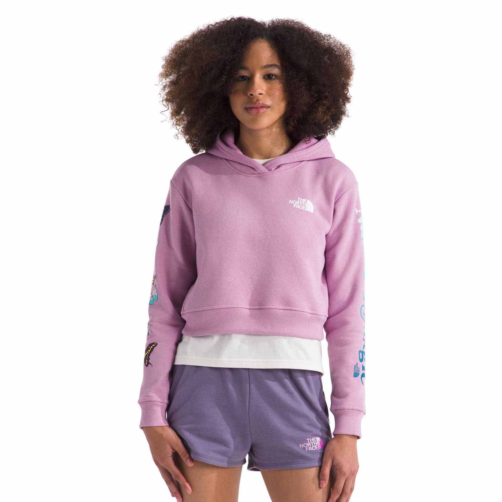 The North Face Girl's Camp Fleece Pullover Hoodie 2024 MINERAL PURPLE/NATURE IS MAGIC GRAPHIC