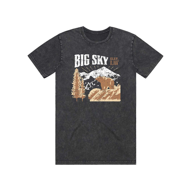 Big Sky New Western Stone Wash Tie Dye Short Sleeve Tee 2024 BLACK STONE