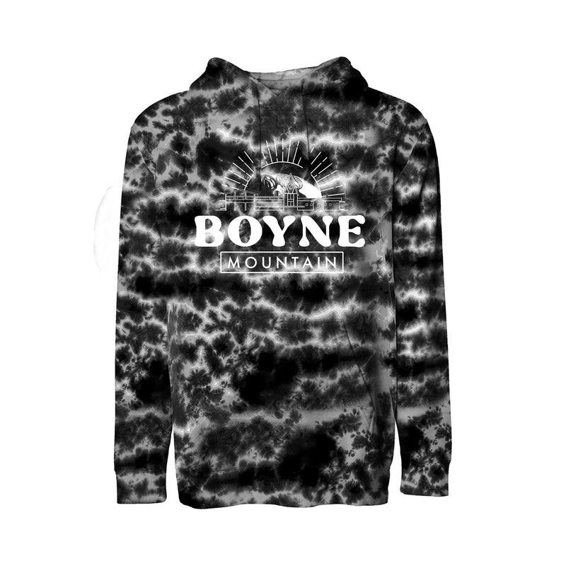 Boyne Mountain Old School Crinkle Tie Dye Hoodie 2024 BLACK CRINKLE