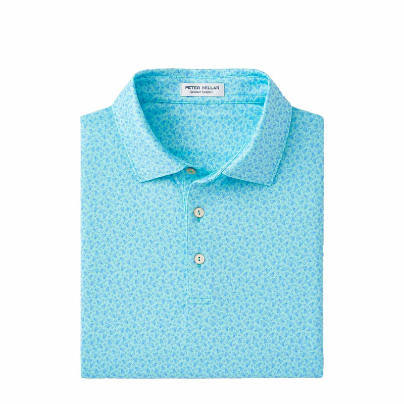 Peter Millar Men's Birdie Time Performance Jersey Polo 2024 CABANA BLUE