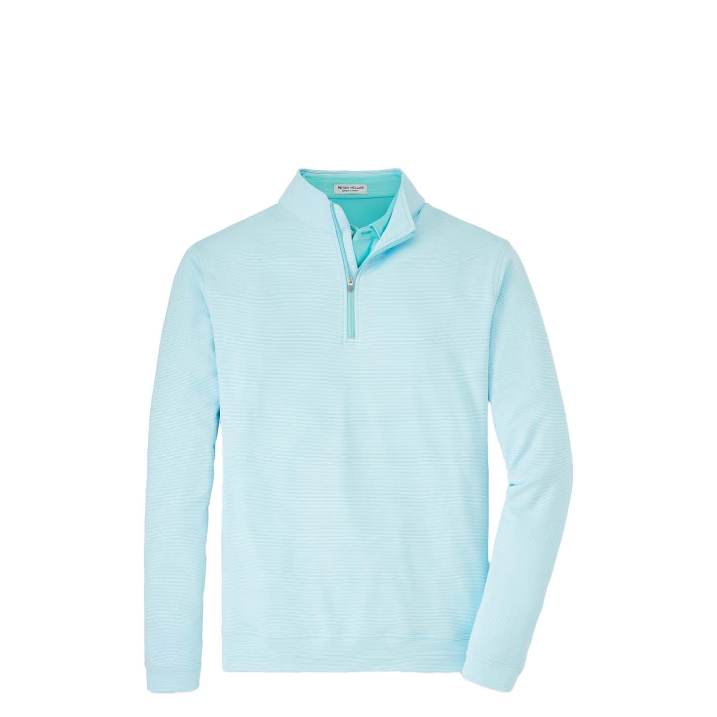 Peter Millar Men's Perth Sugar Stripe Performance Quarter Zip 2024 CABANA BLUE