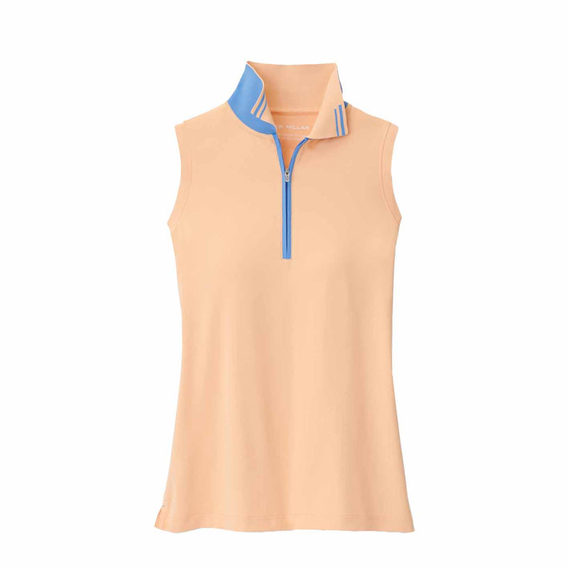 Peter Millar Women's Chrissie Sleeveless Polo 2024 ORANGE SORBET/BONNET