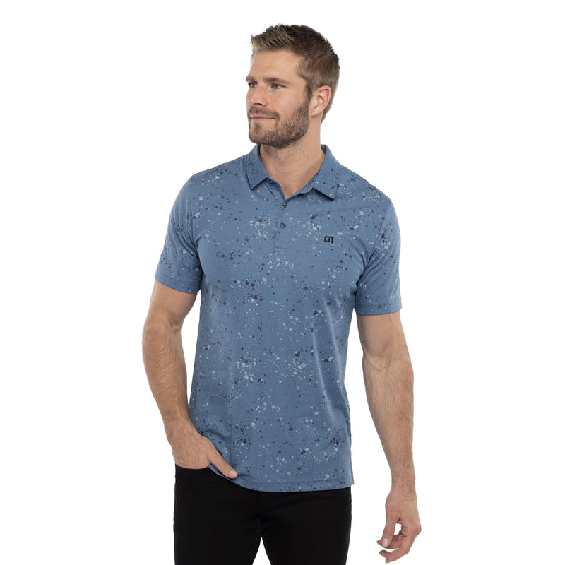 TravisMathew Men's Splatter Print Polo 2024 STELLAR BLUE