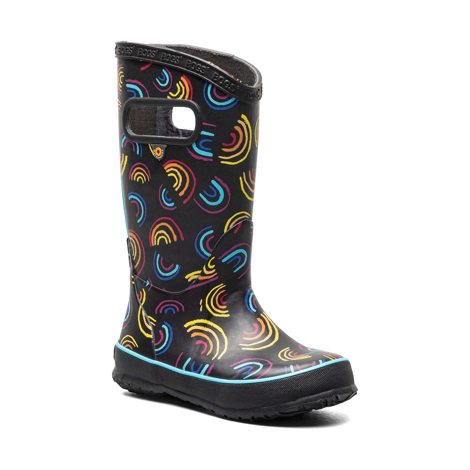 Bogs Kid's Rainboot Wild Rainbows 2023 BLACK MULTI