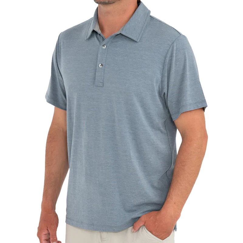 Free Fly Men's Bamboo Flex Polo 2024 HEATHER BLU