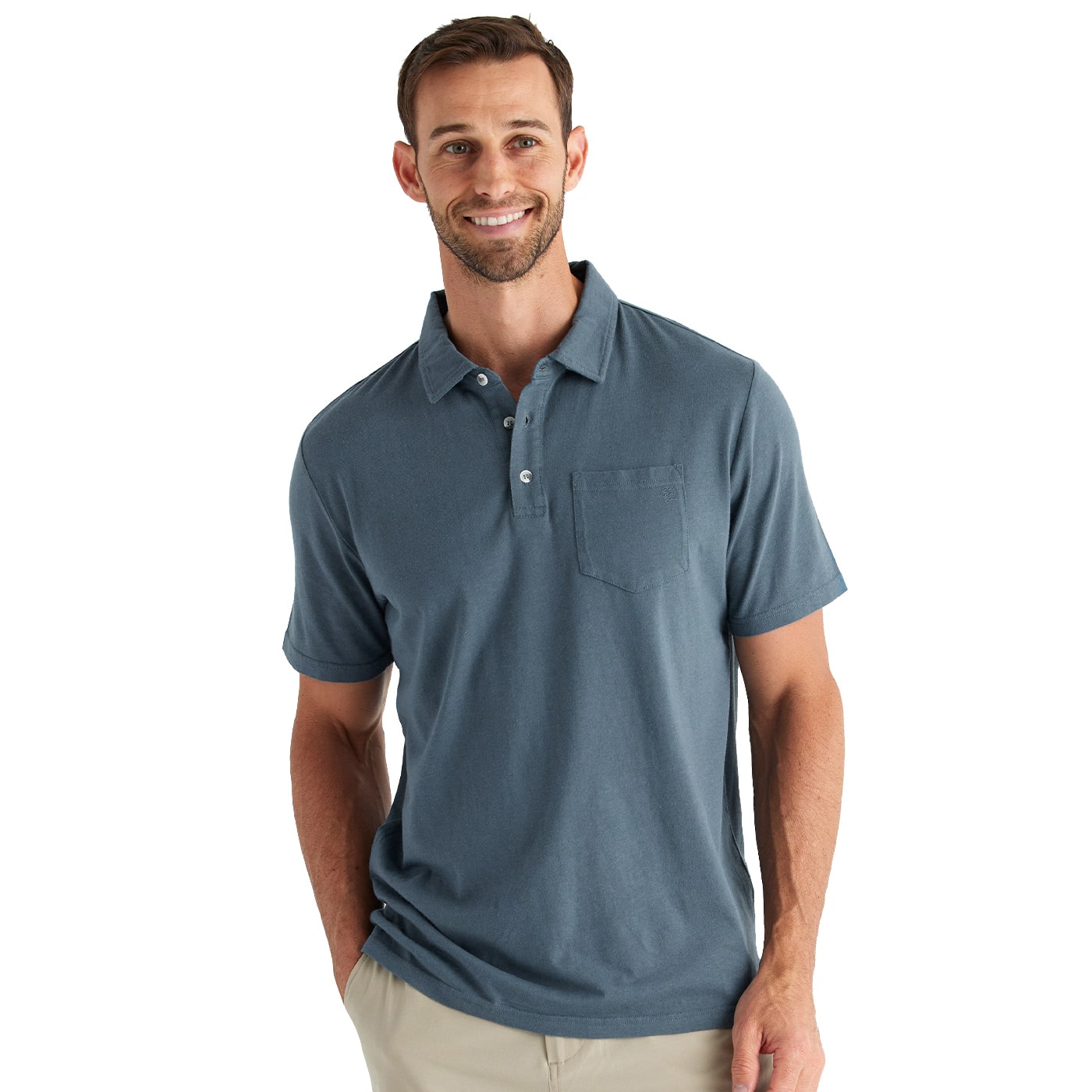 Free Fly Men's Bamboo Heritage Polo 2024 SLATE BLUE