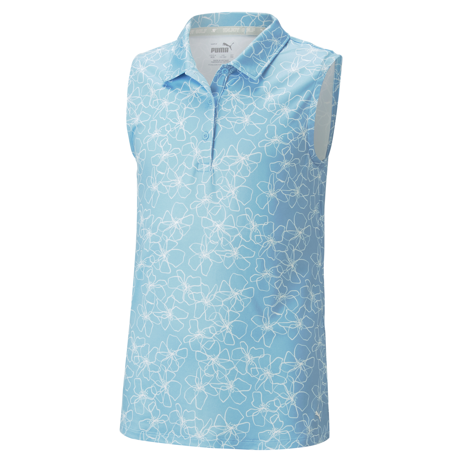Puma Girl's Cloudspun Island Sleeveless Golf Polo Shirt 2023 DAY DREAM HEATHER
